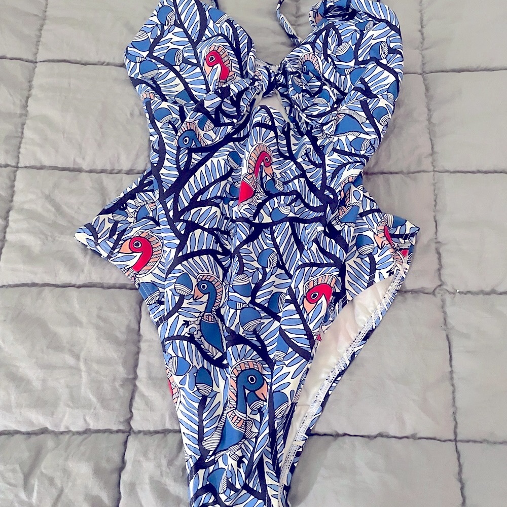 Tory Burch,Blue Patterned,One Piece Swimsuit,excellent condition, cleaning out